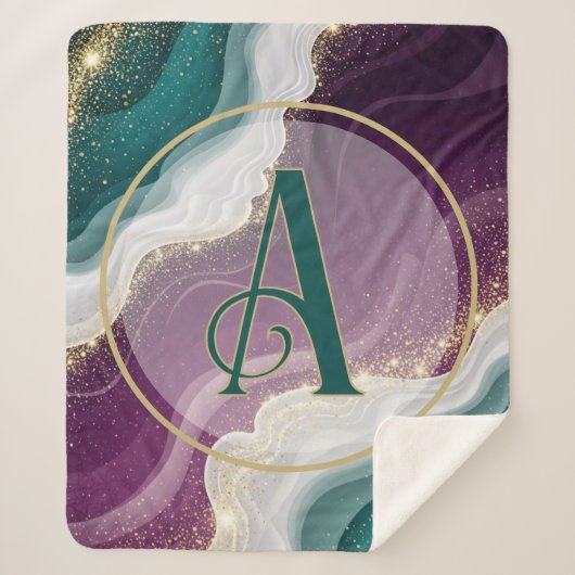 Couverture Sherpa Marbre doré pailleté de luxe (Devant)