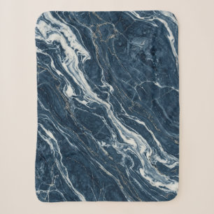 Couverture Sherpa Marbre foncé bleu esthétique contemporain