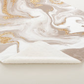 Couverture Sherpa Marbre liquide beige avec or parties scintillant (3/4)