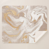 Couverture Sherpa Marbre liquide beige avec or parties scintillant (Devant (Horizontal))