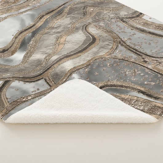Couverture Sherpa Marbre liquide - perle et or (3/4)