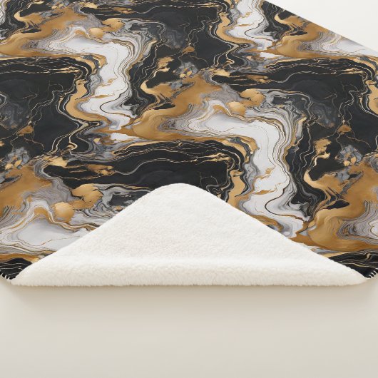 Couverture Sherpa Marbre noir et or de luxe Sherpa Blanket (3/4)