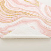 Couverture Sherpa Marbre rose et texture or (3/4)