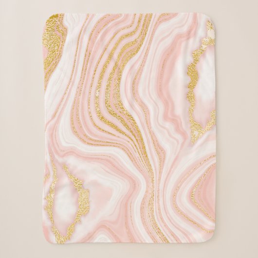 Couverture Sherpa Marbre rose et texture or (Devant)
