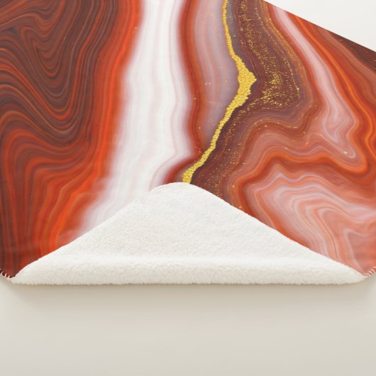 Couverture Sherpa Marbre rouge, blanc et or Luxe Plush Blanket (3/4)