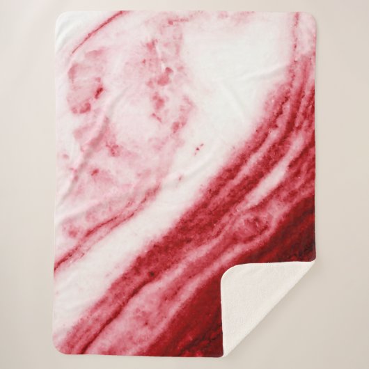 Couverture Sherpa Marbre rouge et blanc (Devant)
