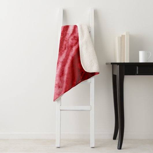 Couverture Sherpa Marbre rouge et blanc (En situation)