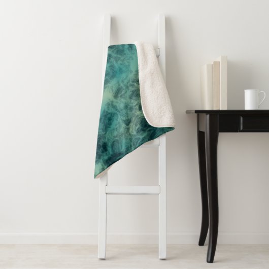 Couverture Sherpa Marbre turquoise Abstrait (En situation)