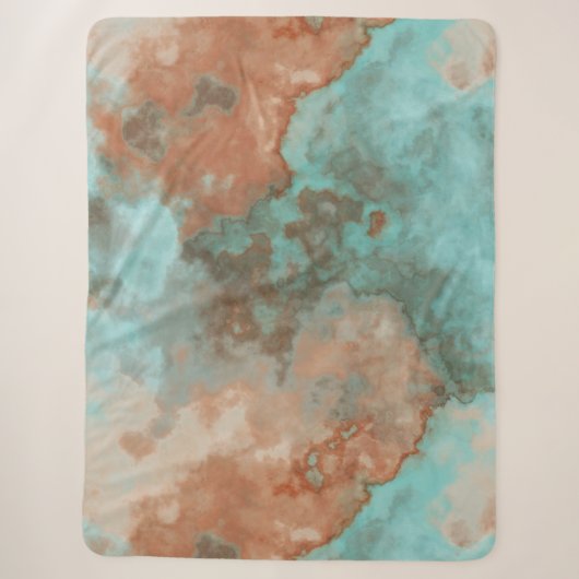 Couverture Sherpa Marbre turquoise et rouille Abstrait (Devant)
