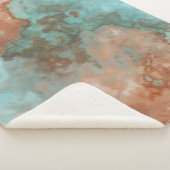 Couverture Sherpa Marbre turquoise et rouille Abstrait (3/4)