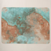 Couverture Sherpa Marbre turquoise et rouille Abstrait (Devant (Horizontal))