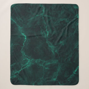 Couverture Sherpa Marbre vert foncé, texture transparente.
