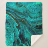 Couverture Sherpa Marbre vert & Or : Texture luxueuse (Devant)