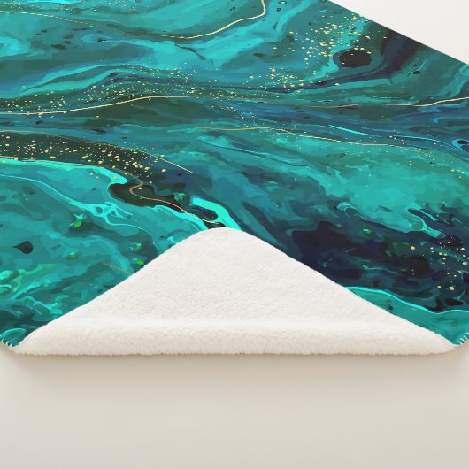 Couverture Sherpa Marbre vert & Or : Texture luxueuse (3/4)