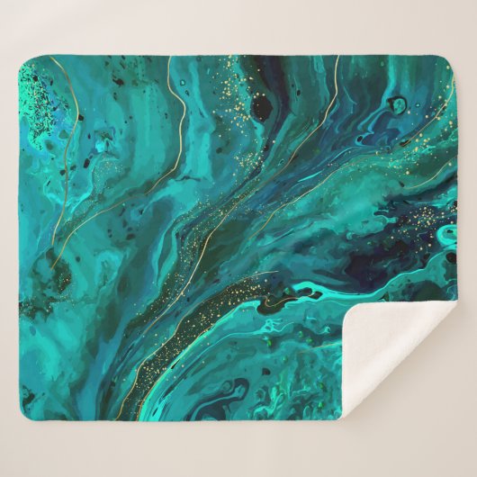 Couverture Sherpa Marbre vert & Or : Texture luxueuse (Devant (Horizontal))