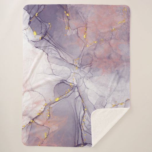 Couverture Sherpa Marbre violet et or (Devant)