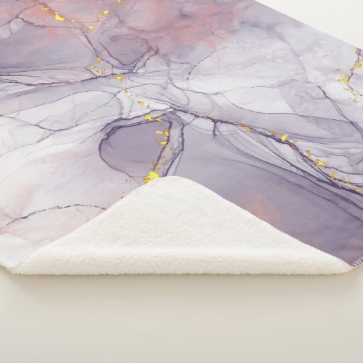 Couverture Sherpa Marbre violet et or (3/4)