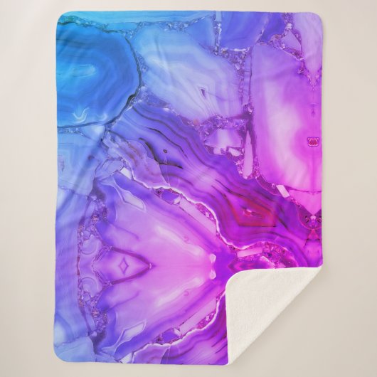 Couverture Sherpa Marbre Violet Exotique (Devant)
