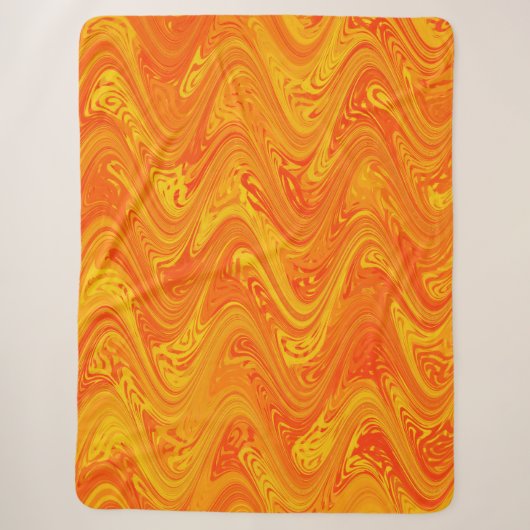 Couverture Sherpa Marbrure Orange Jaune Rouge Motif (Devant)