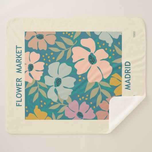 Couverture Sherpa Marché aux fleurs Madrid Imprimer (Devant (Horizontal))