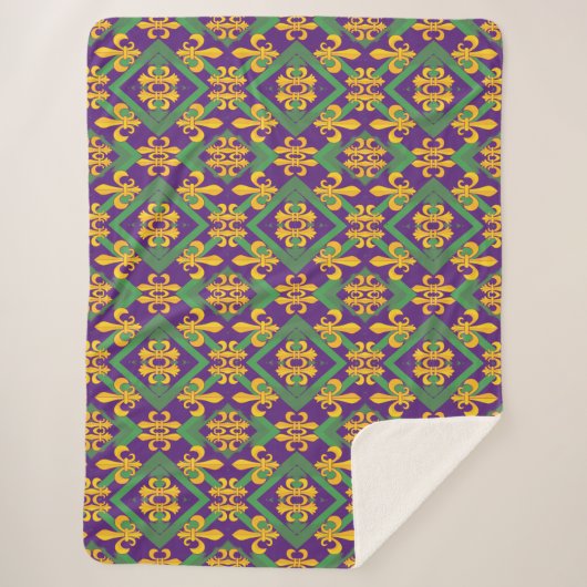 Couverture Sherpa Mardi gras fleur di Lis (Devant)