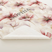 Couverture Sherpa Mariage Burgundy Crème Lavande Floral (3/4)