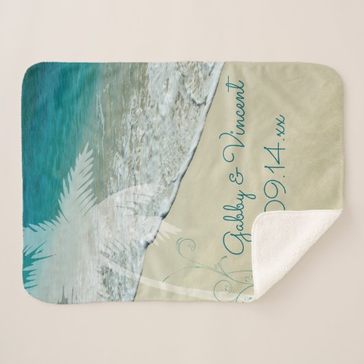 Couverture Sherpa Mariage de plage tropicale (Devant (Horizontal))