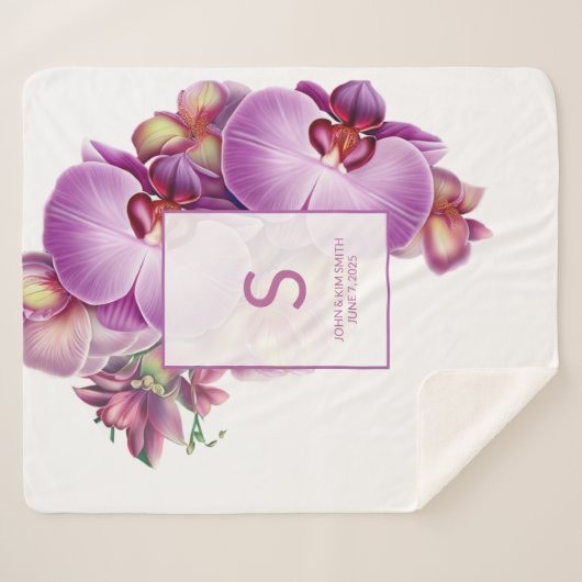 Couverture Sherpa Mariage Memento des orchidées florales (Devant (Horizontal))
