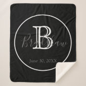 Couverture Sherpa Mariage Monogramme noir et blanc (Devant)