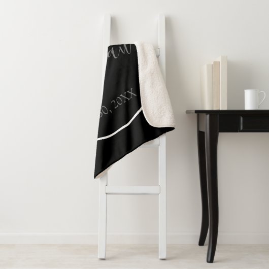 Couverture Sherpa Mariage Monogramme noir et blanc (En situation)