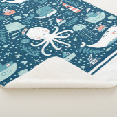 Couverture Sherpa Marine Bleu et blanc Motif de l'océan marin (3/4)