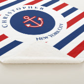 Couverture Sherpa Marine marine Bleu Rouge Blanc rayures (3/4)