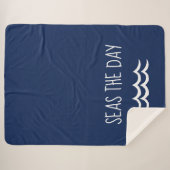 Couverture Sherpa Marine Mer Bleue le jour Vagues Nautique (Devant (Horizontal))