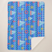 Couverture Sherpa Marine Vague Rouge Bleu Ancre Bateau Voilier Batea (Devant)