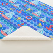 Couverture Sherpa Marine Vague Rouge Bleu Ancre Bateau Voilier Batea (3/4)