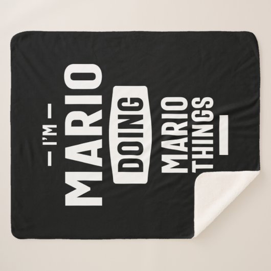 Couverture Sherpa Mario Nom personnalisé Cadeau Anniversaire (Devant (Horizontal))