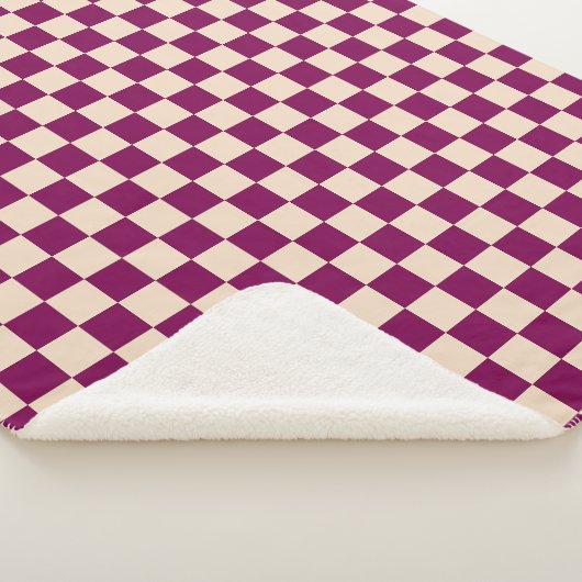 Couverture Sherpa Maroon and beige checkerboard pattern (3/4)