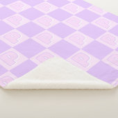 Couverture Sherpa Marque initiale à carreaux violet tendance (3/4)