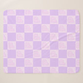Couverture Sherpa Marque initiale à carreaux violet tendance (Devant (Horizontal))