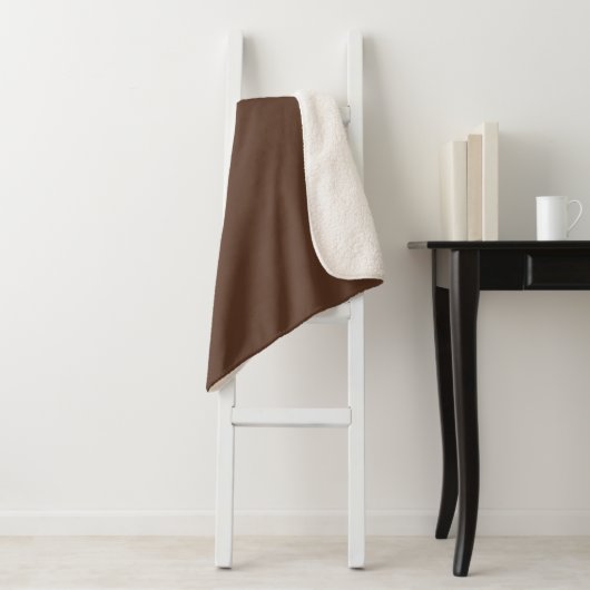 Couverture Sherpa Marron Chocolat Moderne Uni Couleur Unie (En situation)