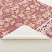 Couverture Sherpa Marsala motif feuille (3/4)
