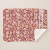Couverture Sherpa Marsala motif feuille (Devant (Horizontal))