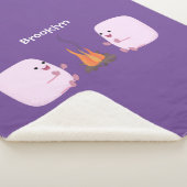 Couverture Sherpa Marshmallows mignons roses par dessin animé sur le (3/4)