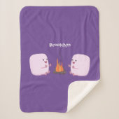 Couverture Sherpa Marshmallows mignons roses par dessin animé sur le (Devant)