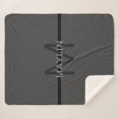 Couverture Sherpa Masculine élégant gris foncé Nom et monogramme (Devant (Horizontal))