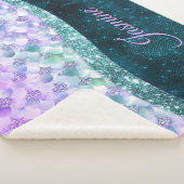 Couverture Sherpa Masque de peau de sirène turquoise argent faux par (3/4)