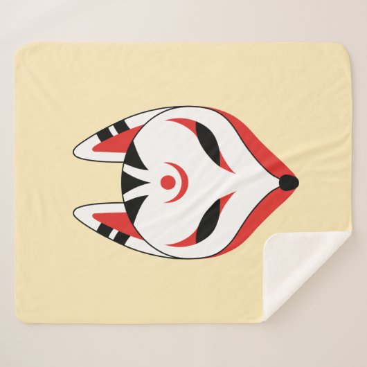 Couverture Sherpa Masque japonais Kitsune Fox jaune (Devant (Horizontal))
