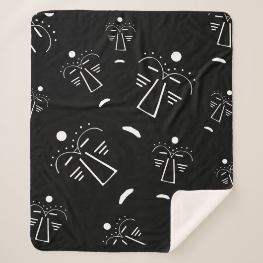 Couverture Sherpa Masque noir tribal autochtone Abstrait (Devant)