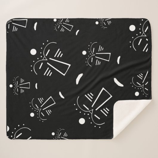 Couverture Sherpa Masque noir tribal autochtone Abstrait (Devant (Horizontal))