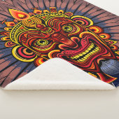 Couverture Sherpa Masque rituel du roi guerrier tribal (3/4)